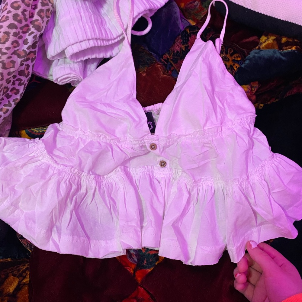 White Ruffled Crop Top